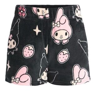 Sanrio Women's My Melody and Kuromi Print Plush Fleece Shorts